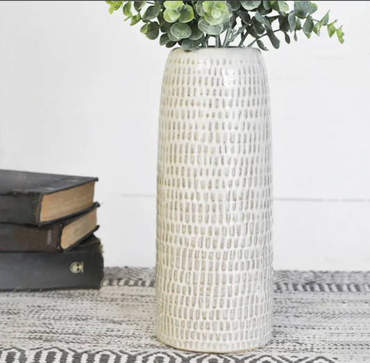 Cream Cross Hatch Vase