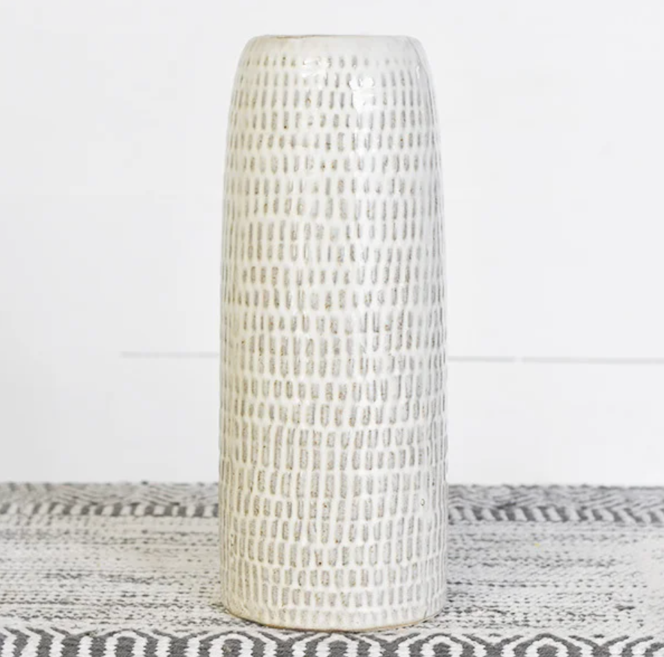 Cream Cross Hatch Vase