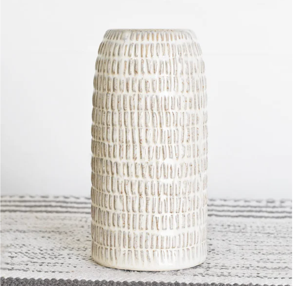 Cream Cross Hatch Vase