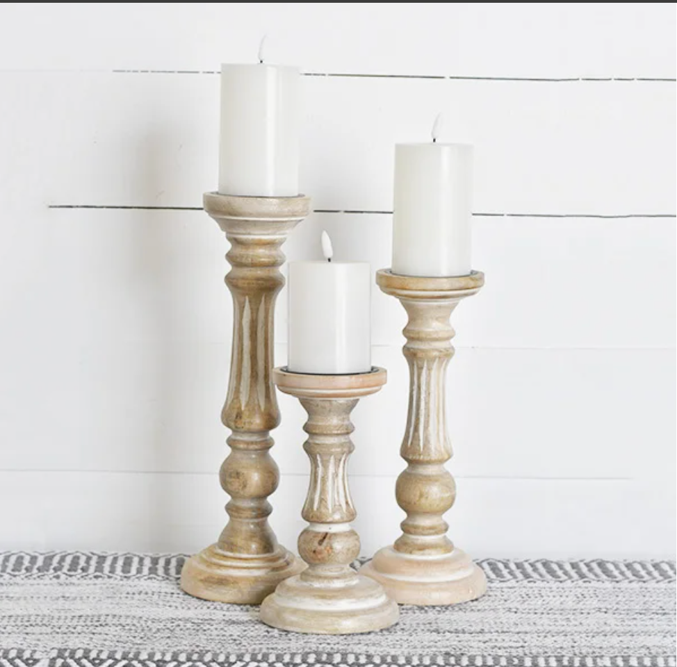 Carved Striped Candle Holder