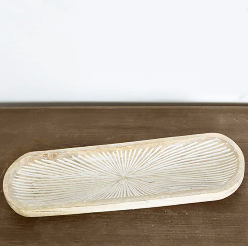 Carved Wood Starburst Tray