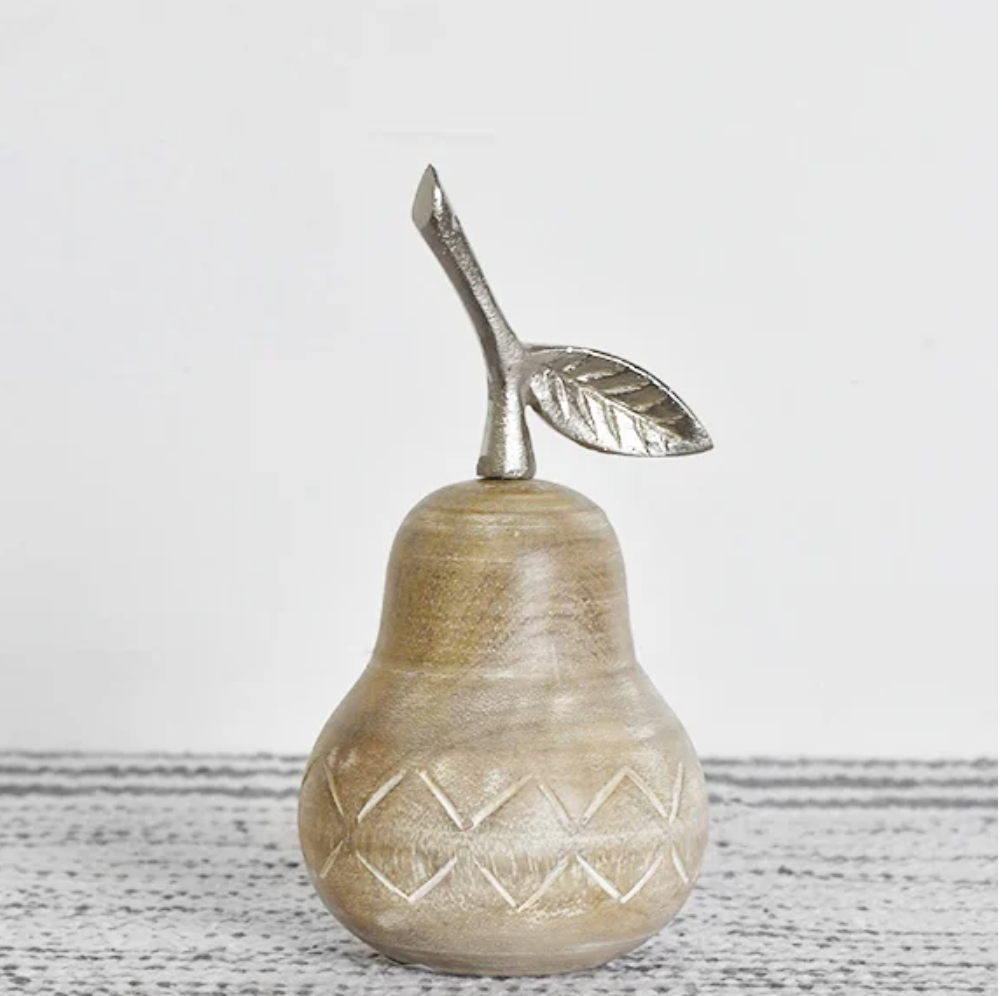 Carved Wood Pear Figurine