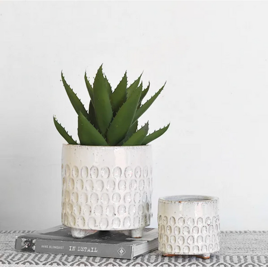 Carved White Porcelain Planters