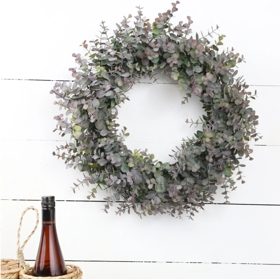 Burgundy and Green Eucalyptus Wreath