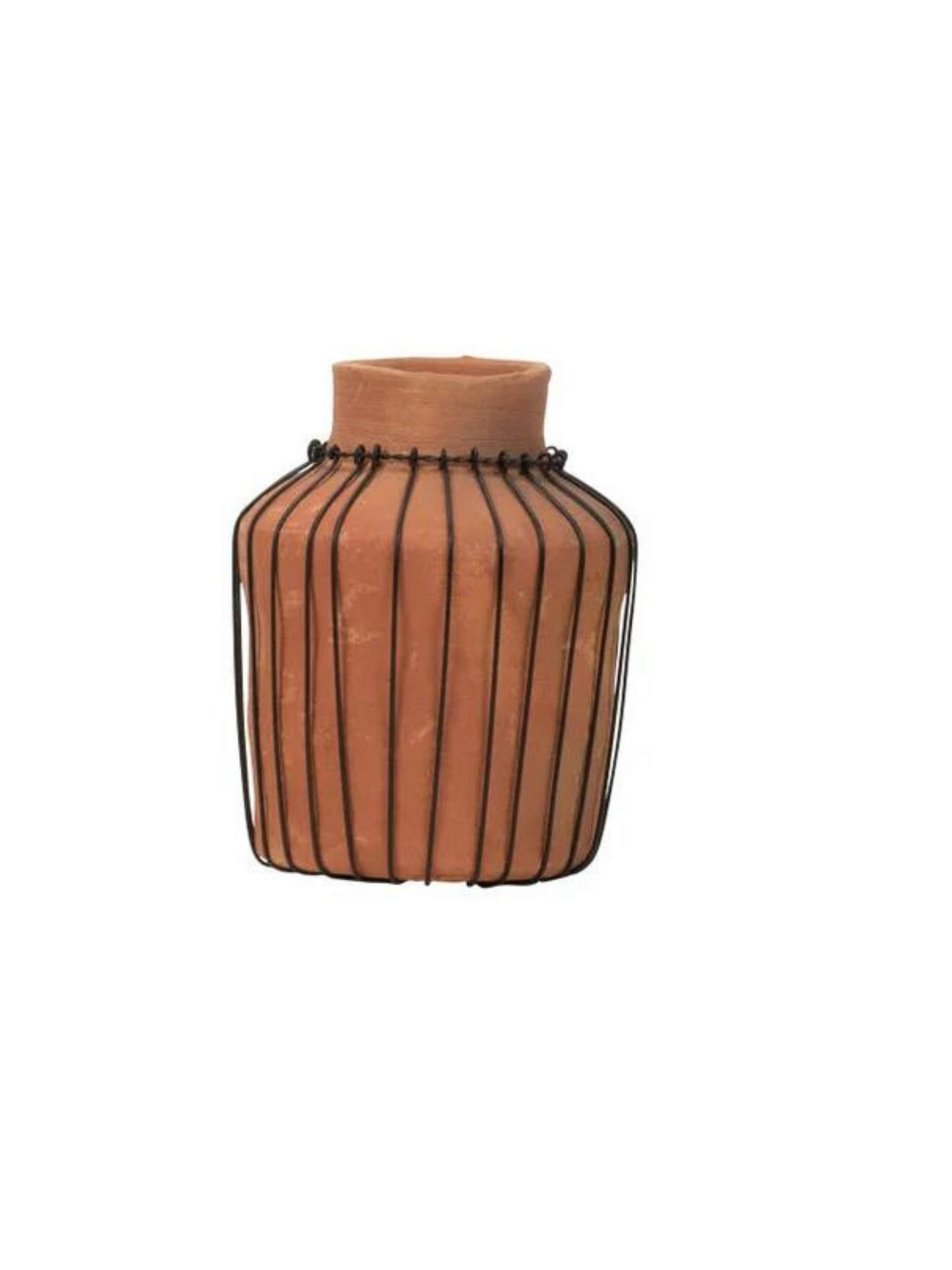 Terracotta Metal Cage Vase