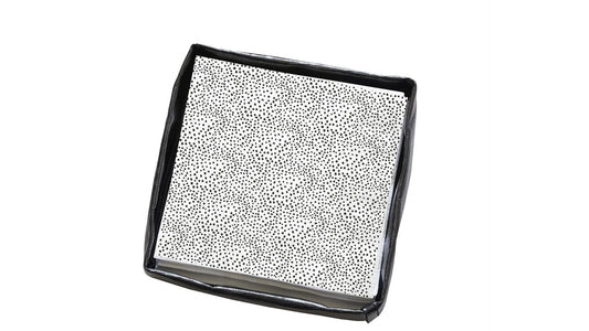 Black Cocktail Napkin Holder & Spotted Napkins