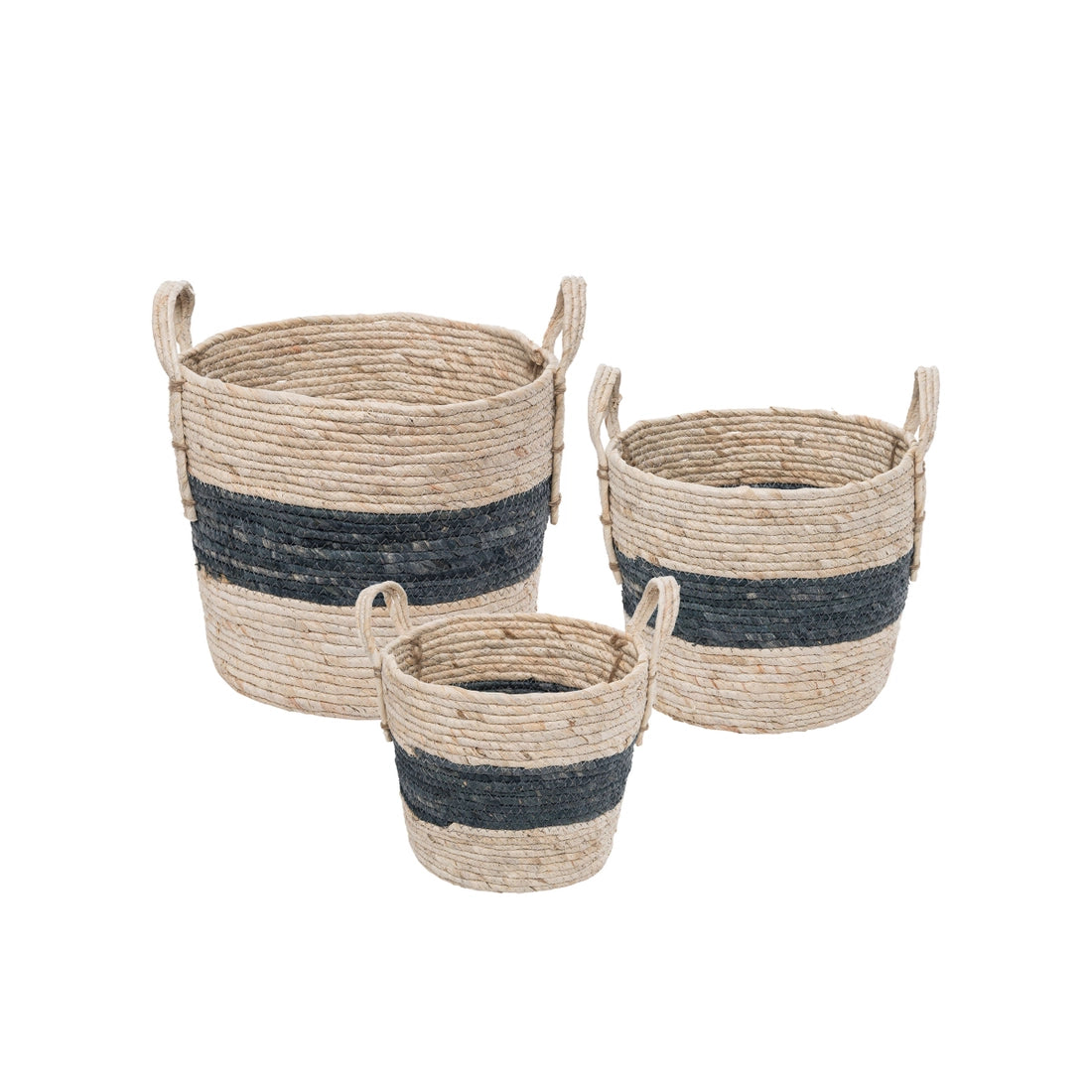 Blue Striped Plant Fiber Basket - 3 Sizes