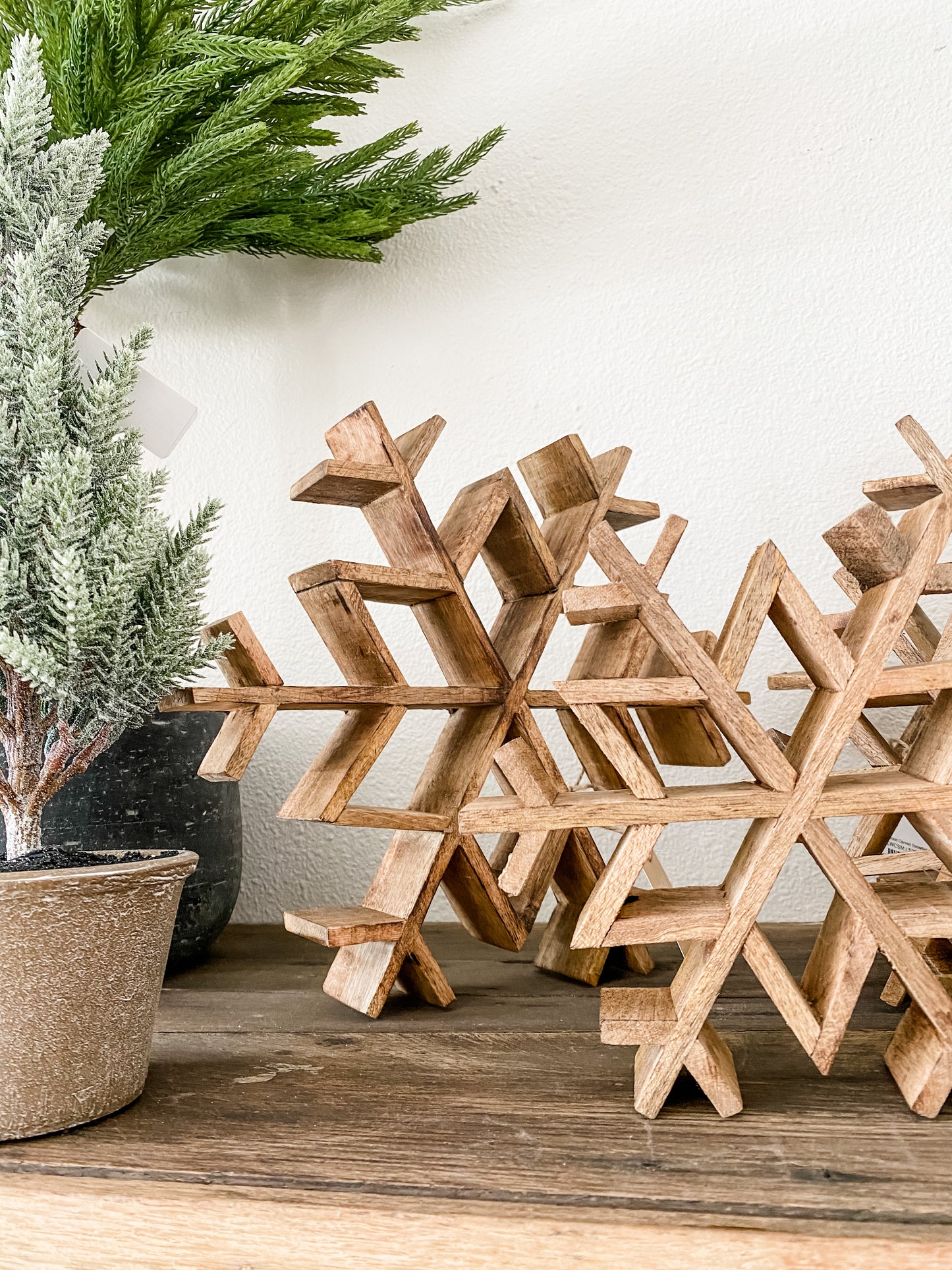 Mangowood Carved Snowflake Figurine