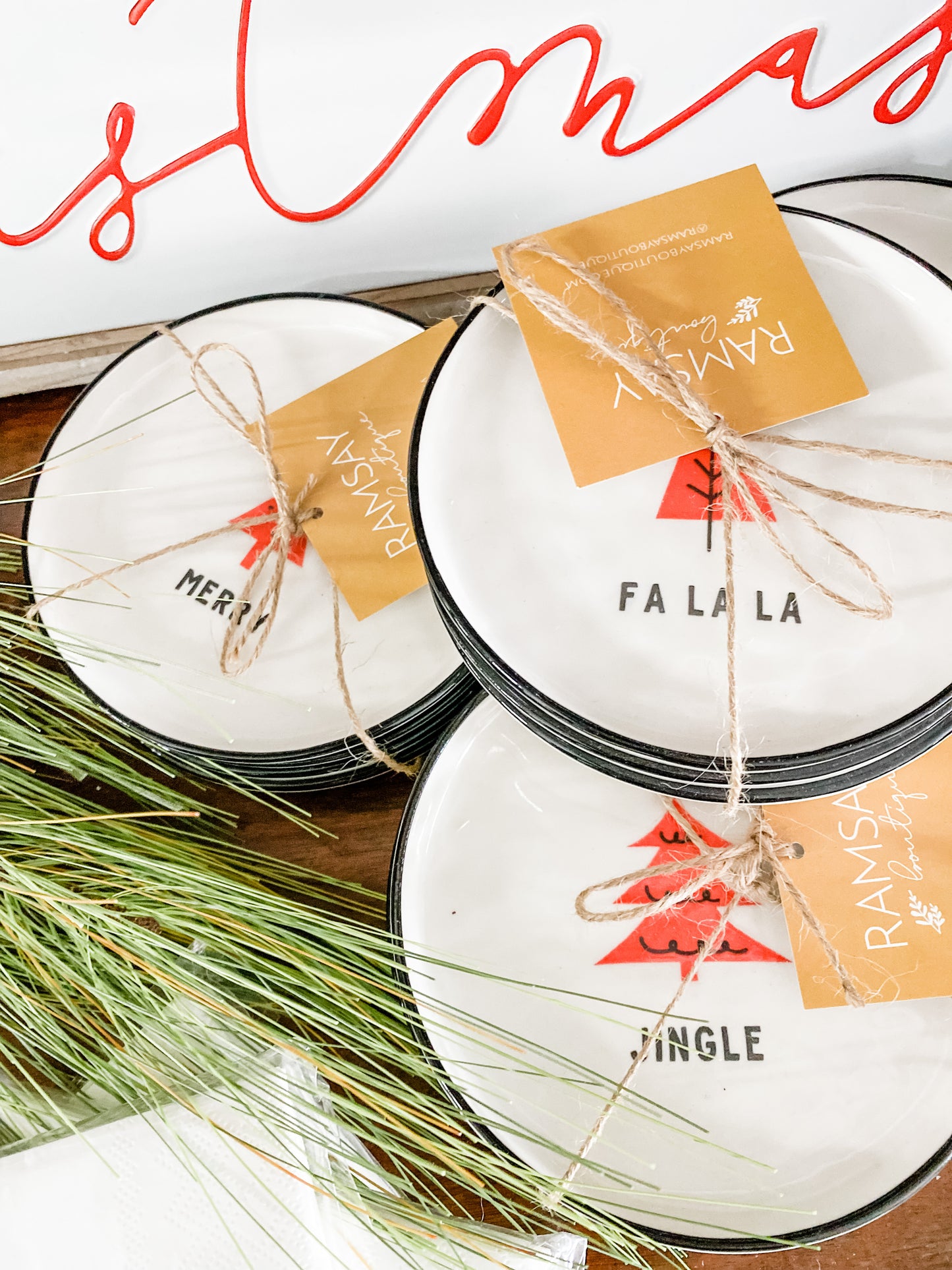 Red Holiday Appetizer Plates - Set of 4