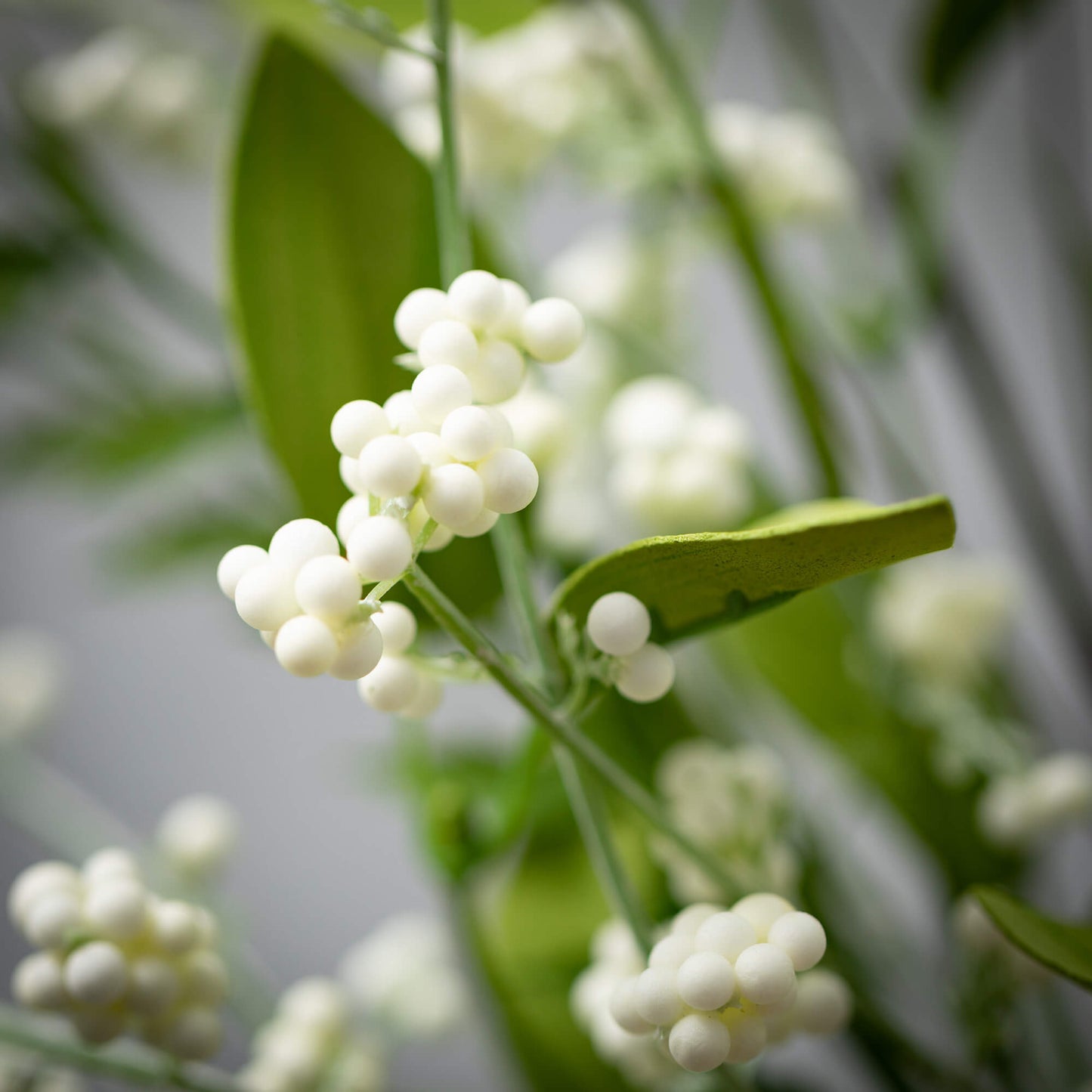 Green Leaf White Berry Wreath