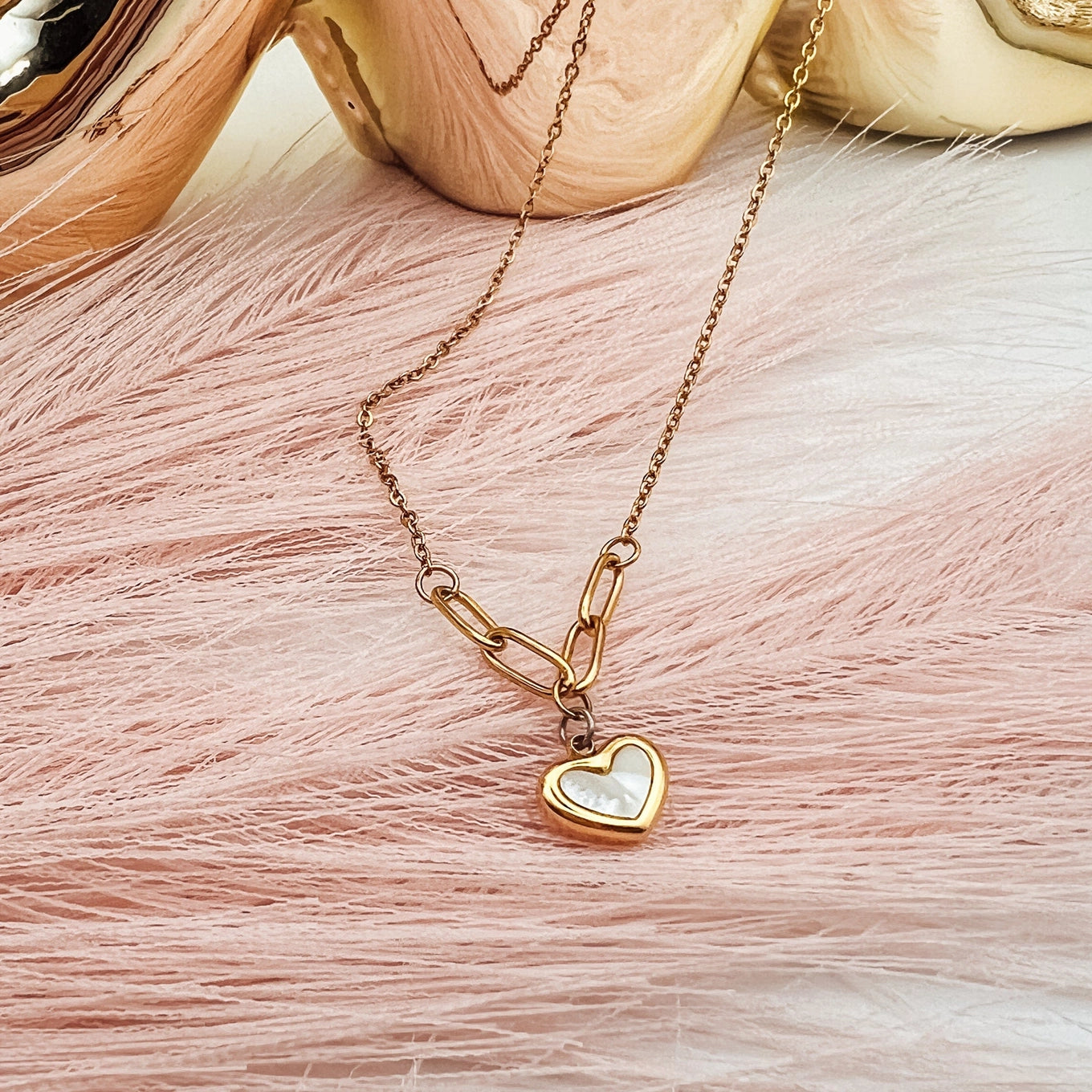 Mother of Pearl Heart Necklace  (ONLINE EXCLUSIVE)