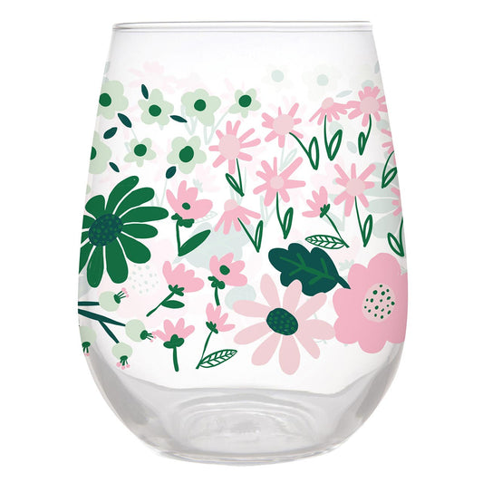 Floral Wine Glass