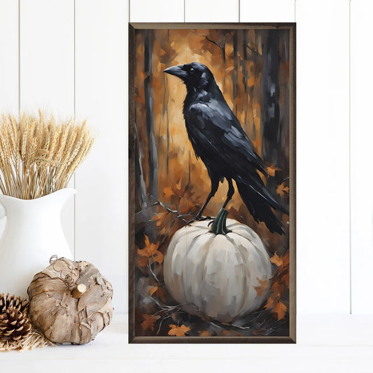 Crow Pumpkin Framed Art