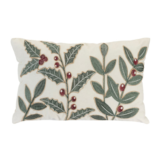 Holly Mistletoe Pillow