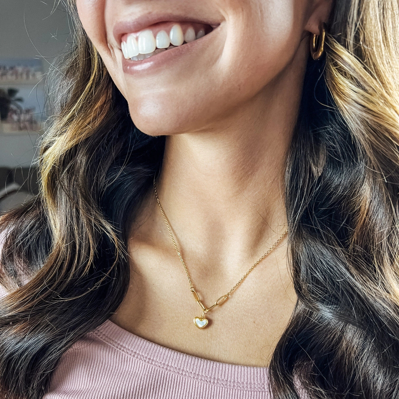 Mother of Pearl Heart Necklace  (ONLINE EXCLUSIVE)