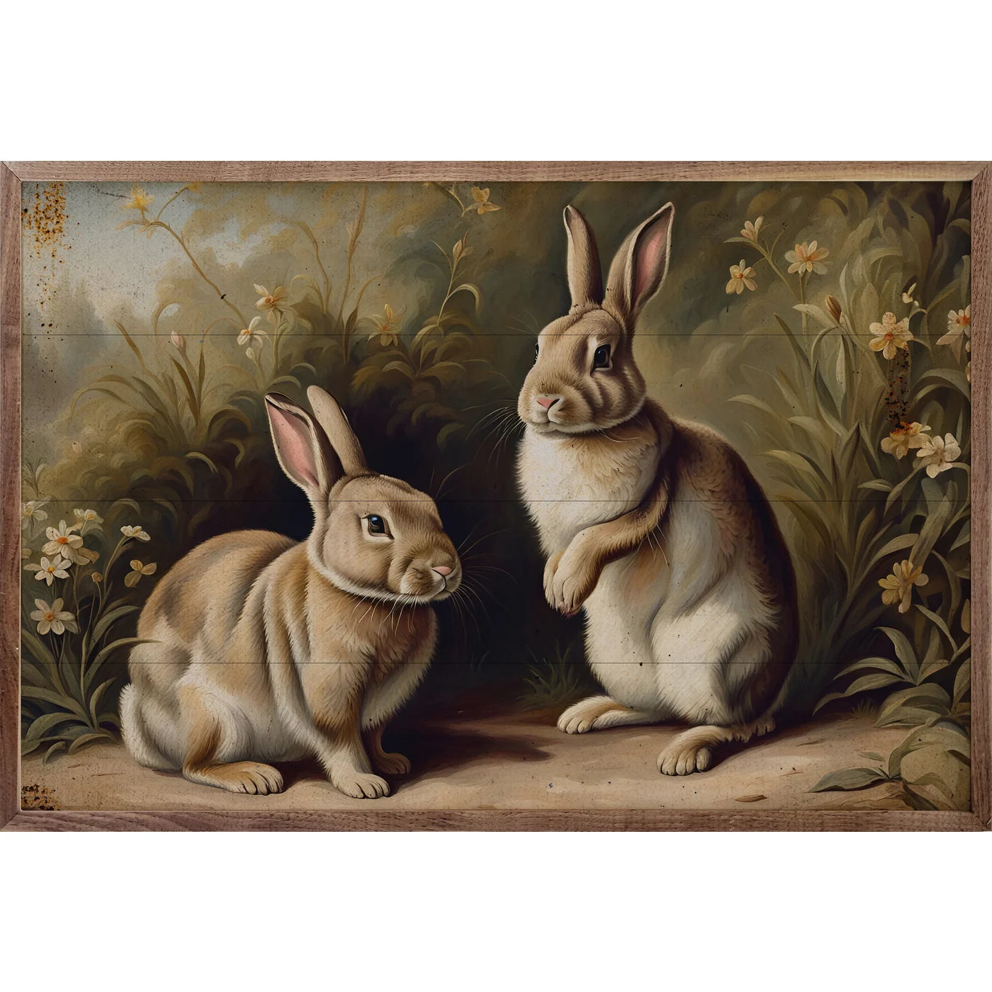 Vintage Bunny Pair Framed Art