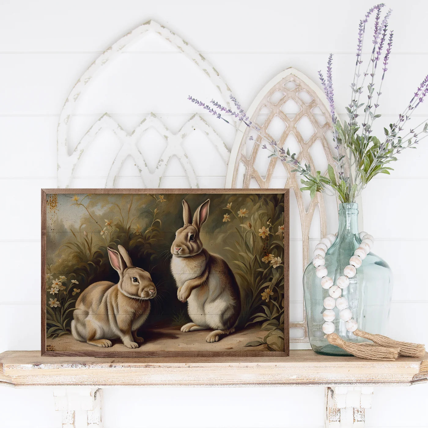 Vintage Bunny Pair Framed Art