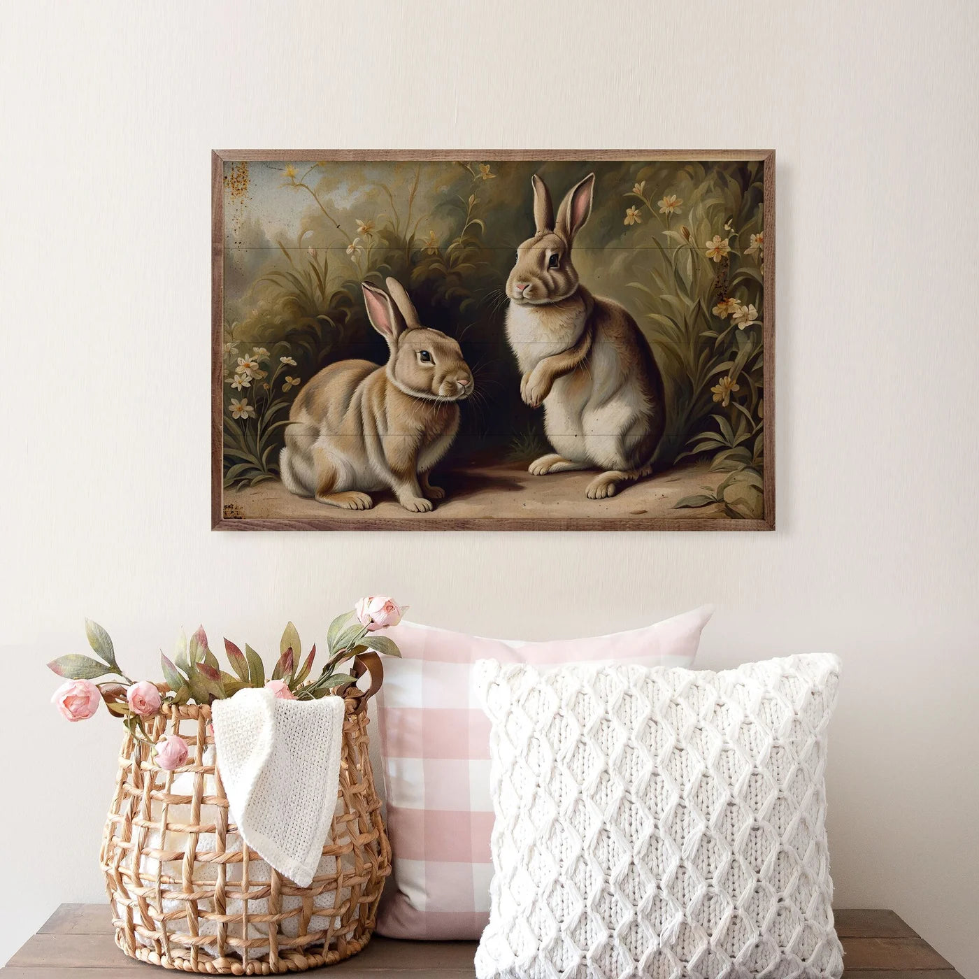 Vintage Bunny Pair Framed Art