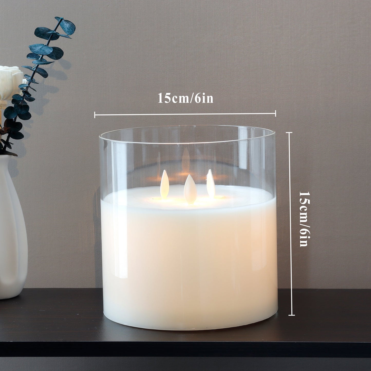 6''High  3-Wick Glass Flameless Candle (ONLINE EXCLUSIVE)