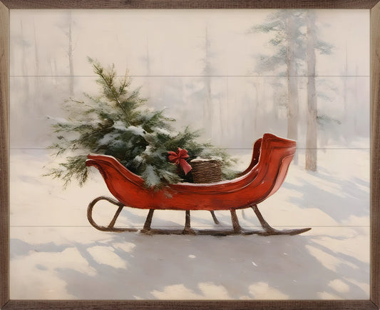 Red Sleigh Framed Art Print