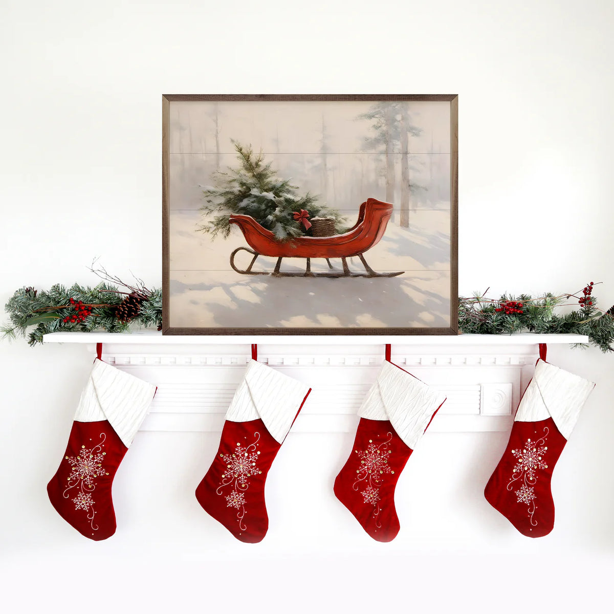 Red Sleigh Framed Art Print