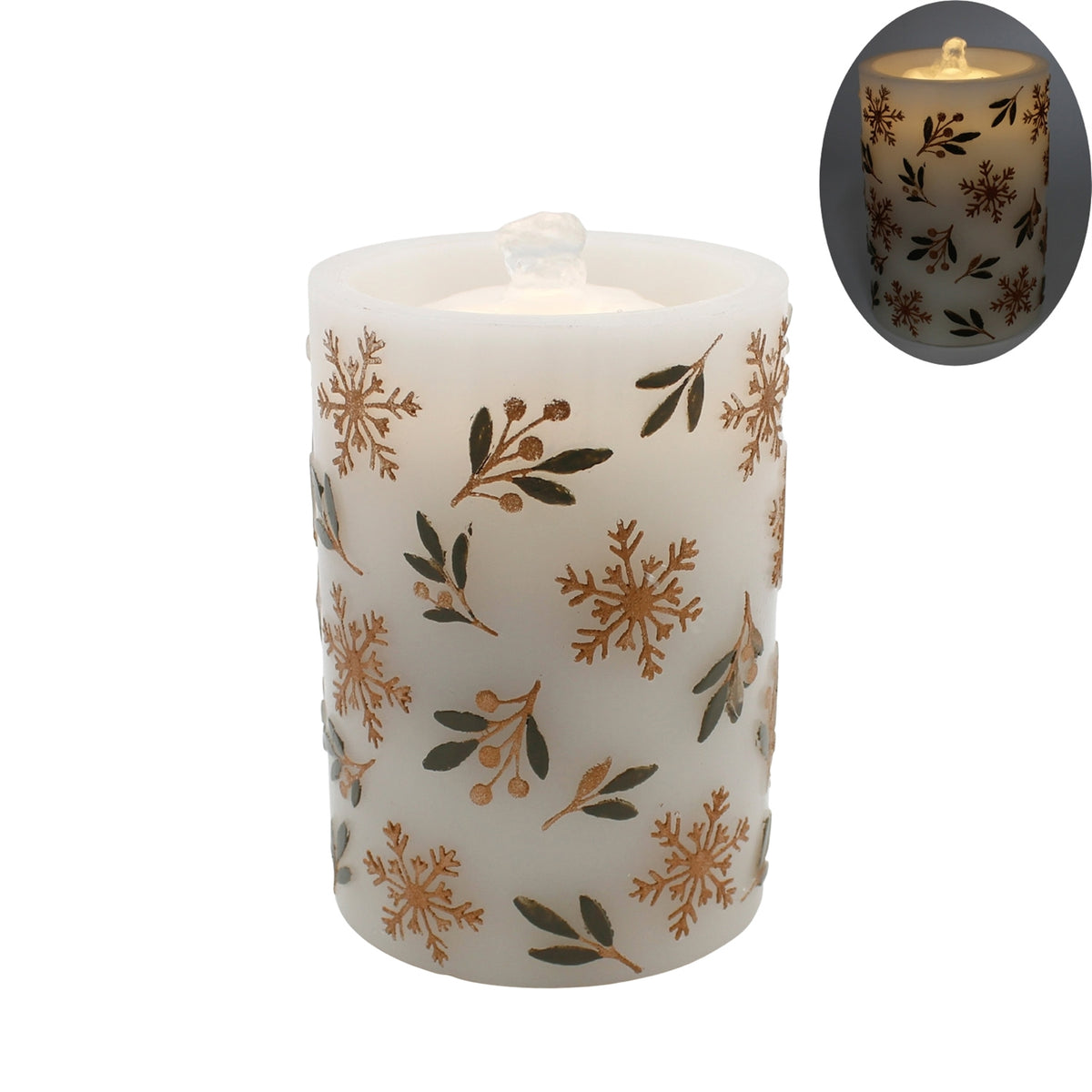 Stems and Snowflakes LED Water Fountain Candle