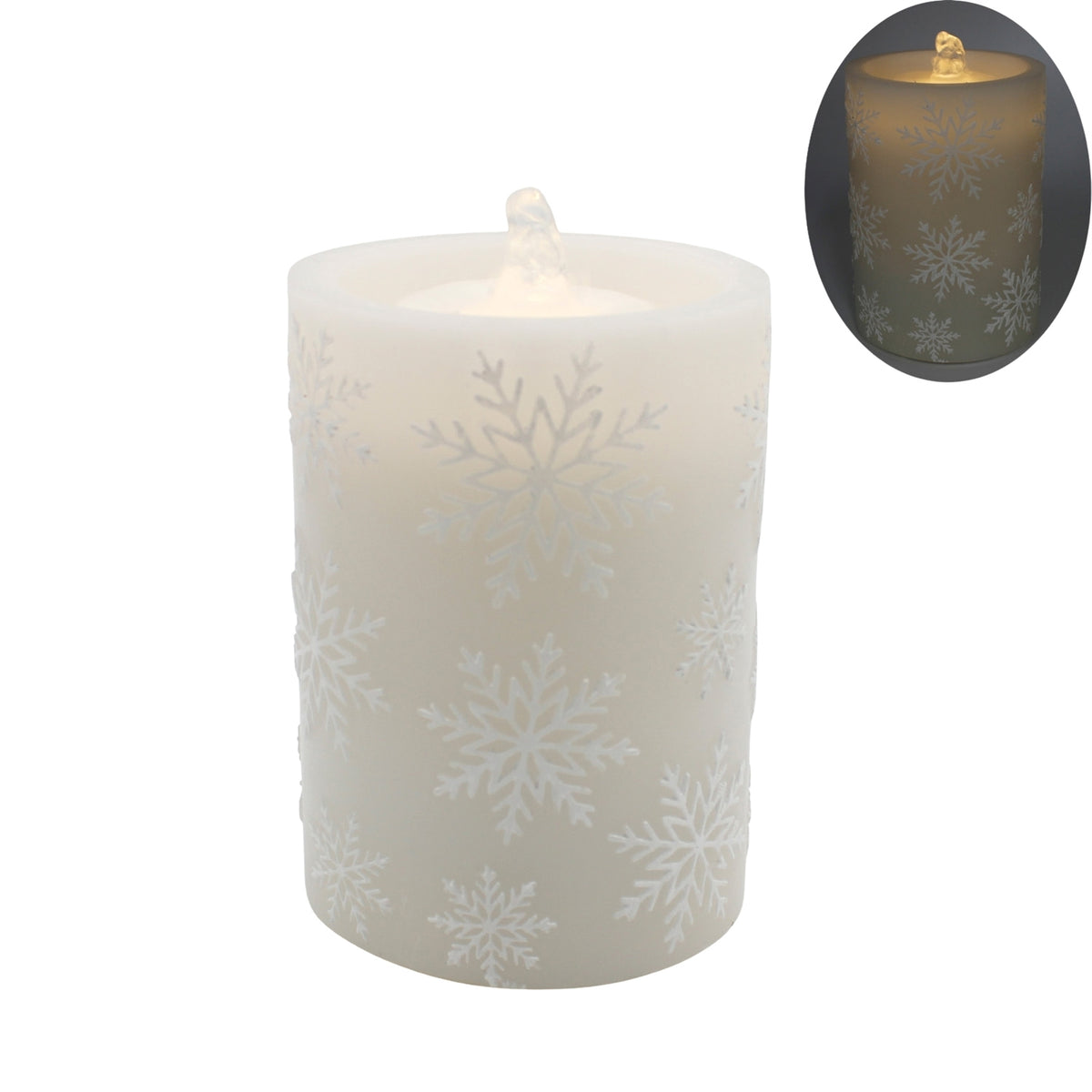Gray Snowflakes LED Water Fountain Candle
