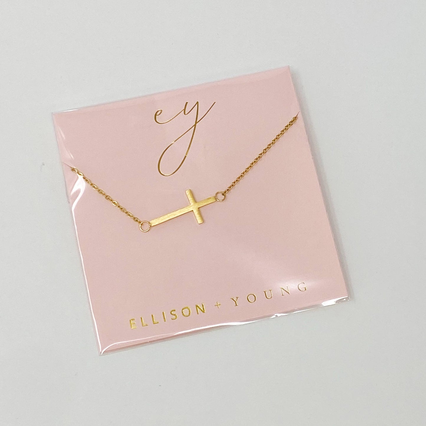 Side Cross Necklace: Silver