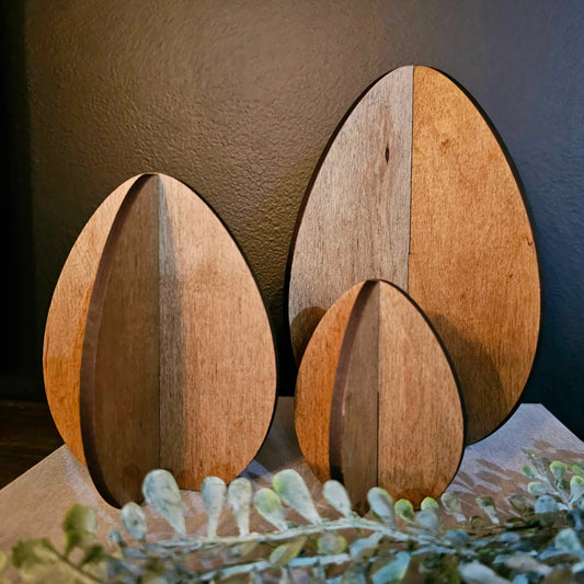 Set of 3 Slat Wood Eggs