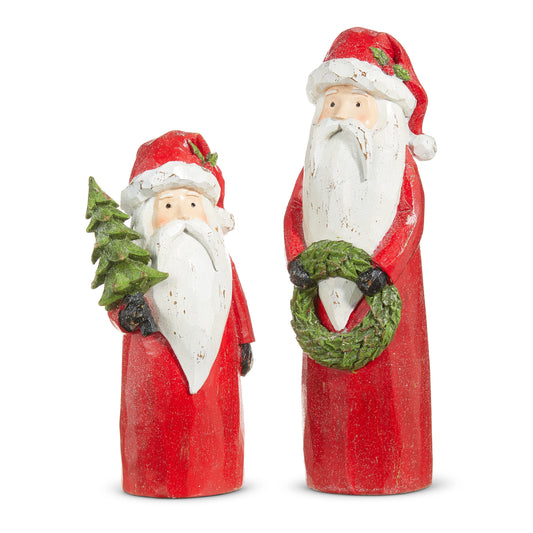 Carved Santa Figures in medium and small