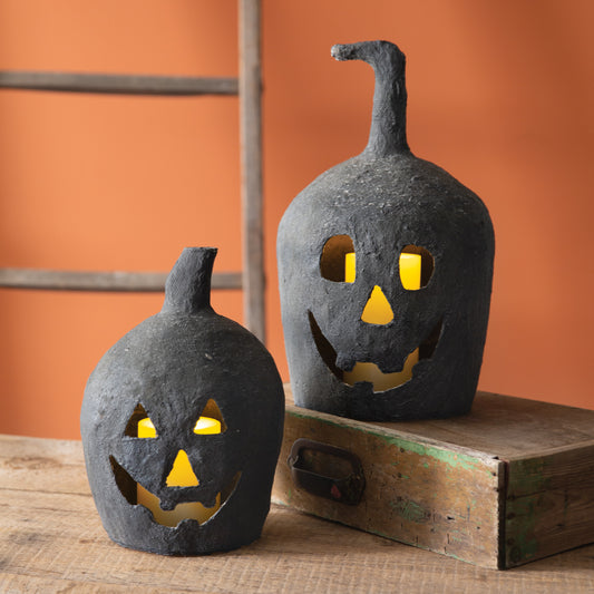 Black Paper Mache Jack o Lantern
