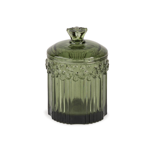 Cottage Bloom Tall Green Vintage Glass Vessel