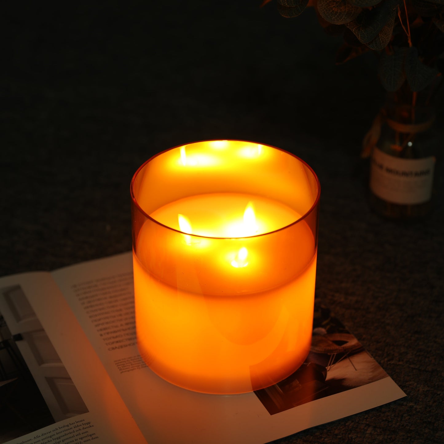 6''High 3-Wick Glass Flameless Candles (ONLINE EXCLUSIVE)