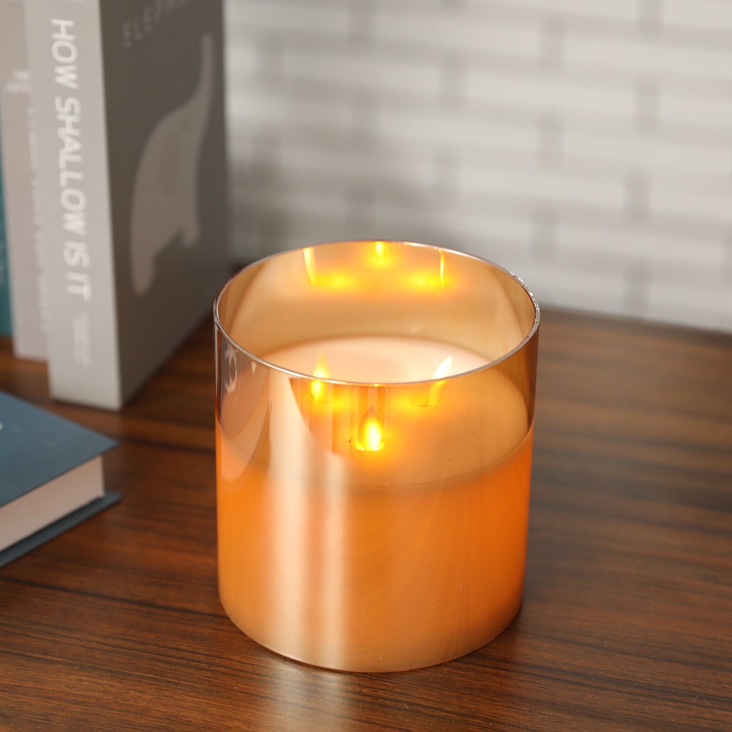 6''High 3-Wick Glass Flameless Candles (ONLINE EXCLUSIVE)