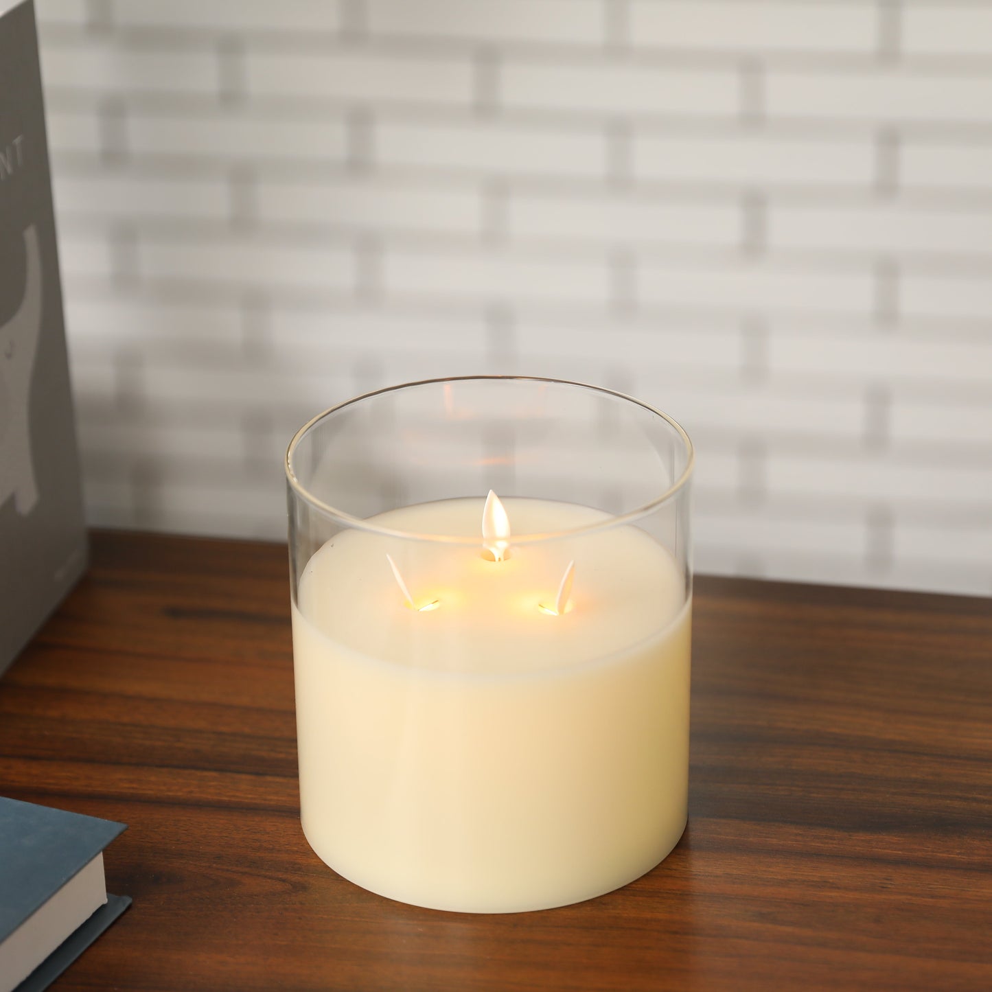 6''High  3-Wick Glass Flameless Candle (ONLINE EXCLUSIVE)