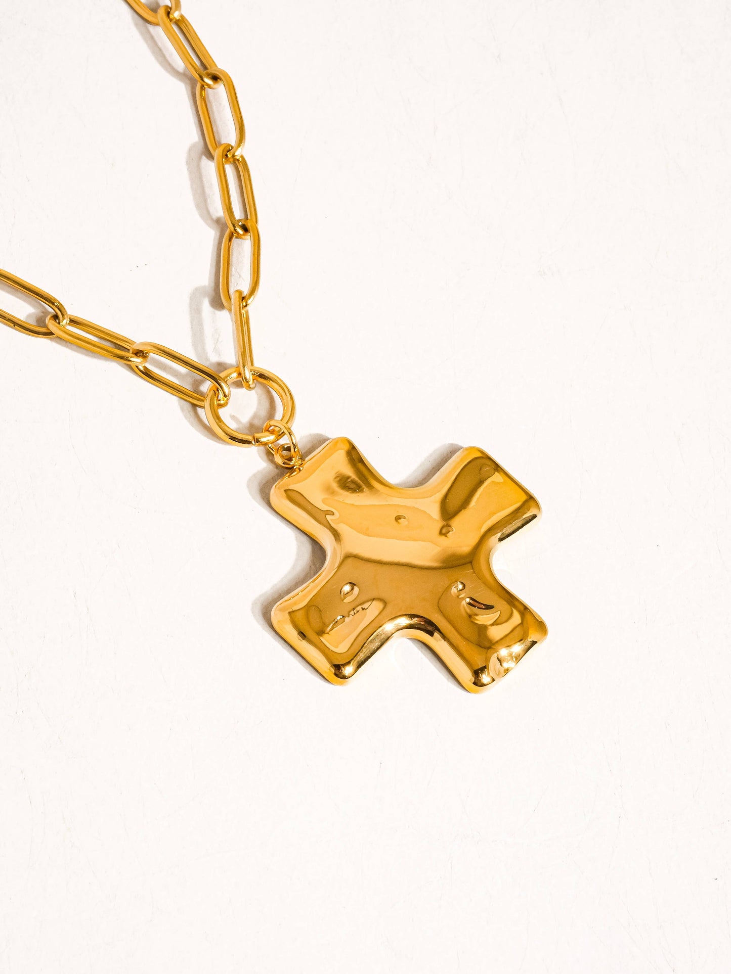 Bari Gold Non-Tarnish Cross Chain Necklace