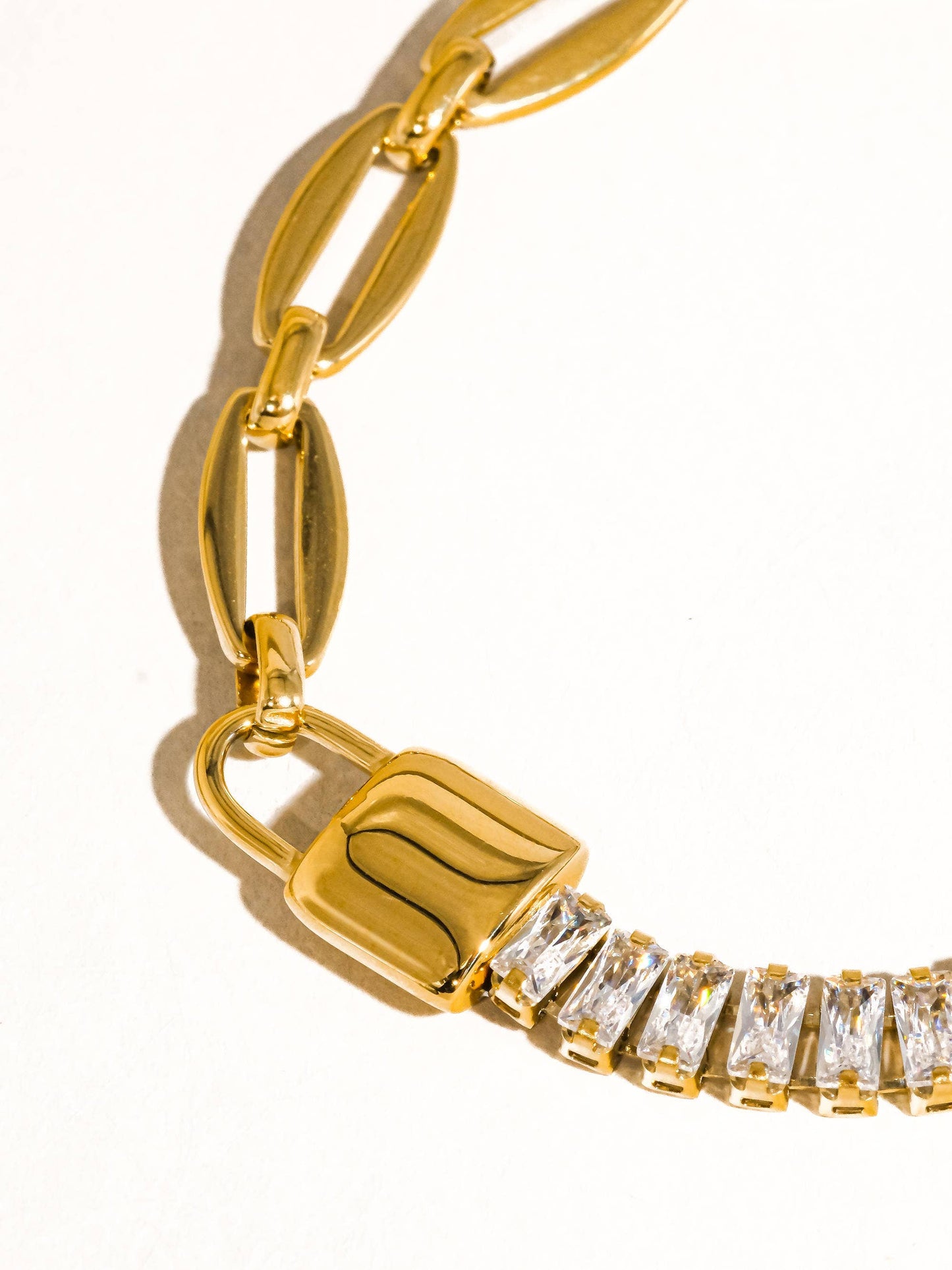 Benson Gold Non-Tarnish Rhinestone Chain Bracelet