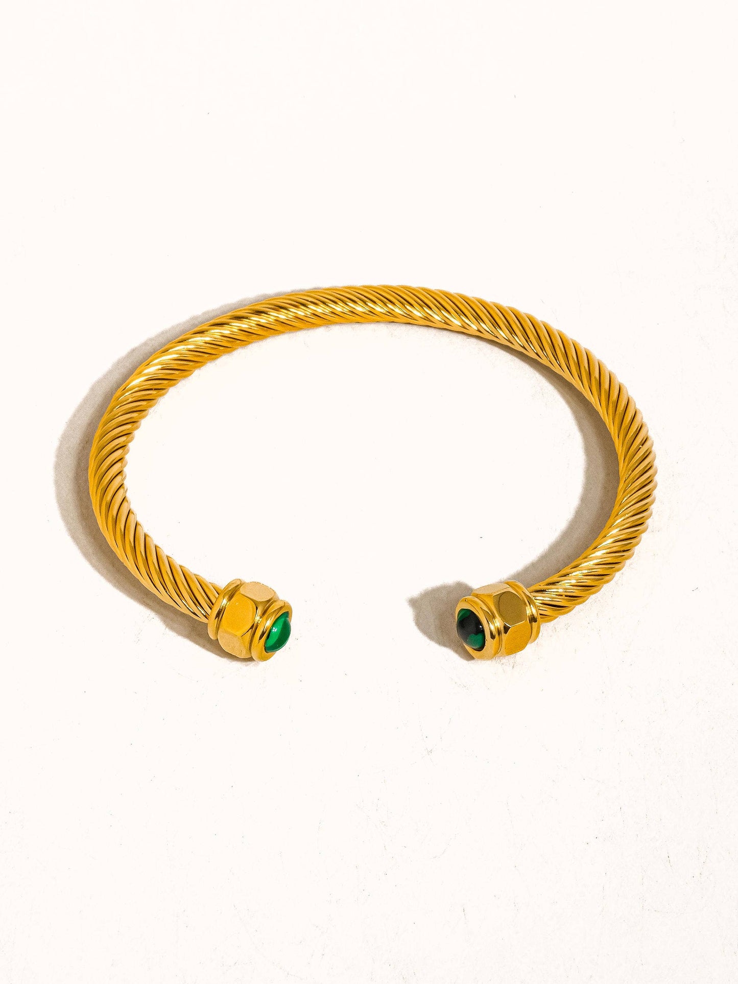 Gold Braided Green Bangle