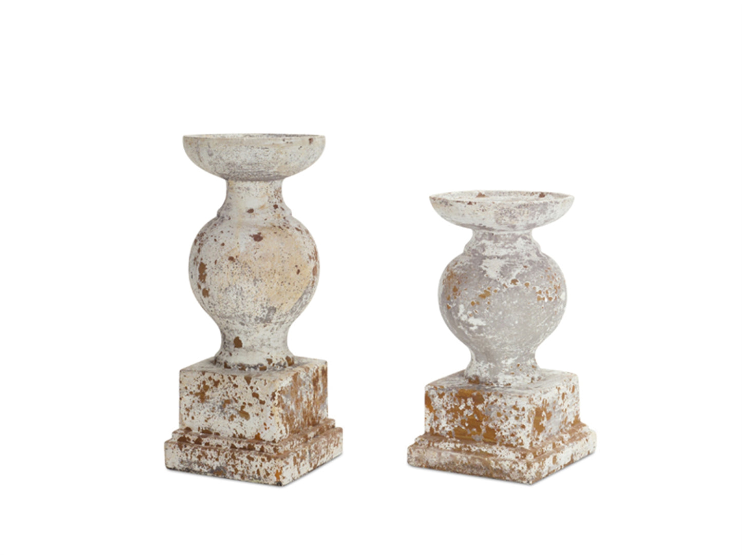 Set of 2 Distressed Candleholders