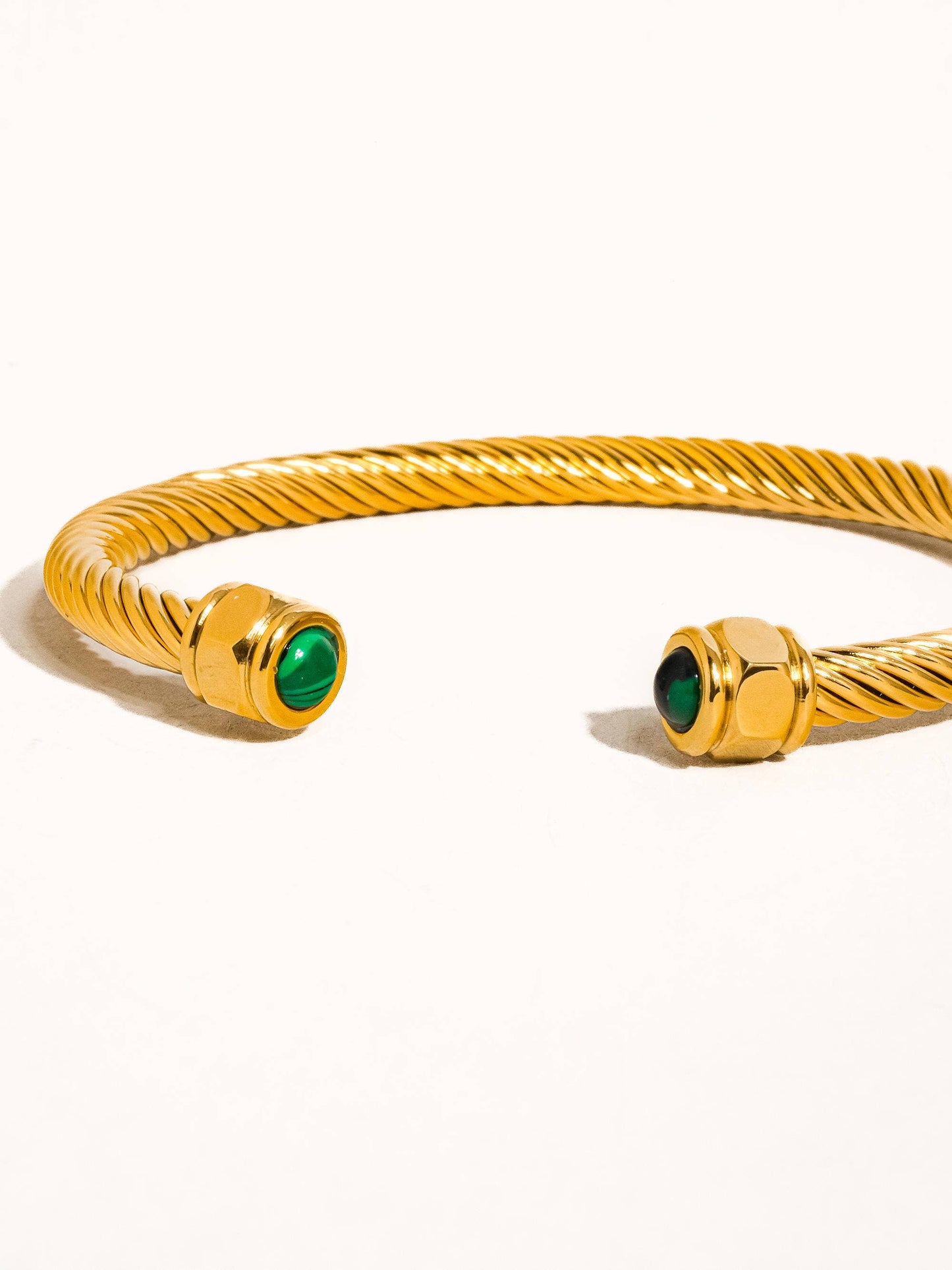 Gold Braided Green Bangle