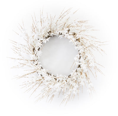 White Blossom Wreath 25in