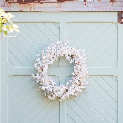 White Blossom Wreath 25in