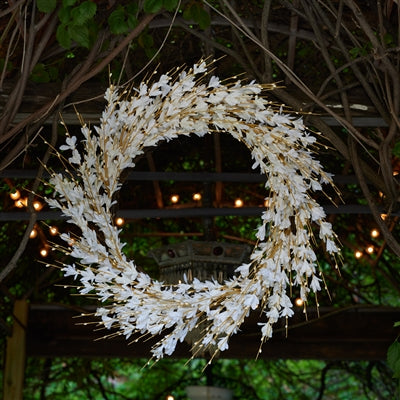 White Blossom Wreath 25in