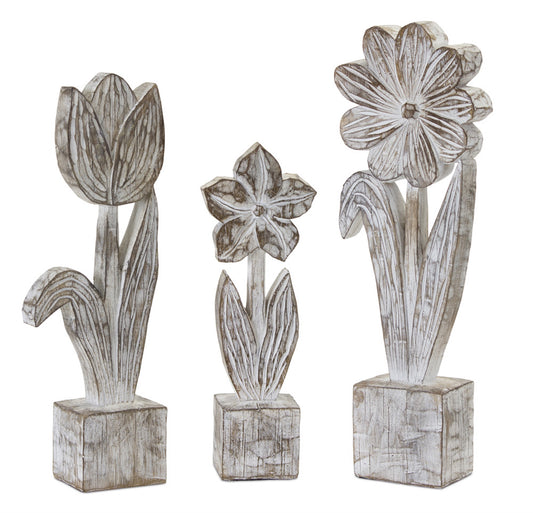 Whitewash Carved Flower