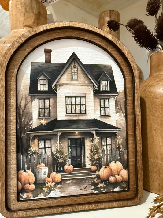 Arch Top Halloween House Framed Art