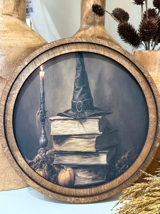 Round Halloween Books Art