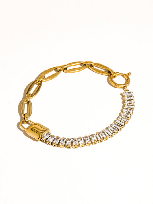 Benson Gold Non-Tarnish Rhinestone Chain Bracelet