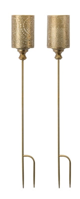 Gold Garden Stake Candleholders (set of 2)