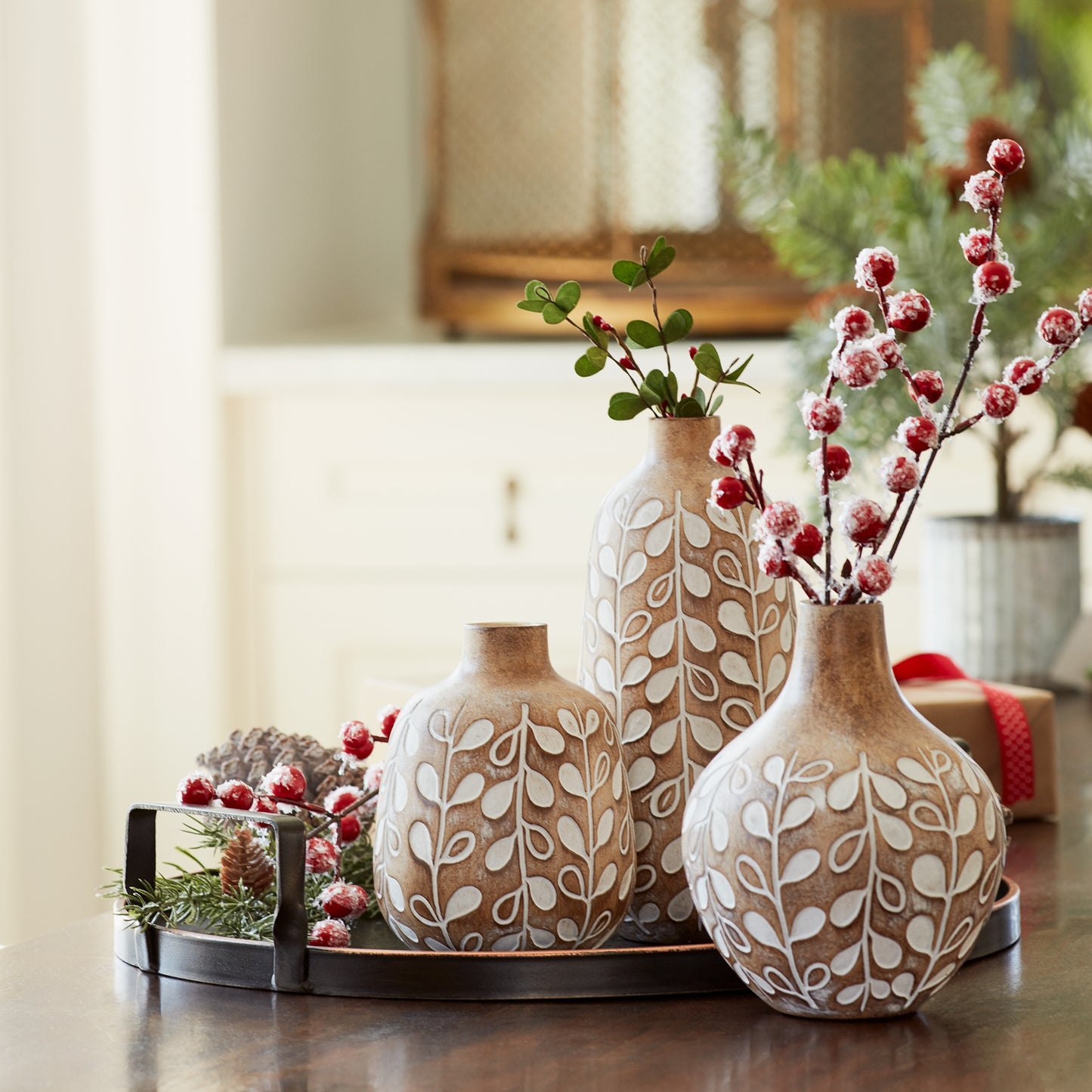 Carved Vases - Set of 3