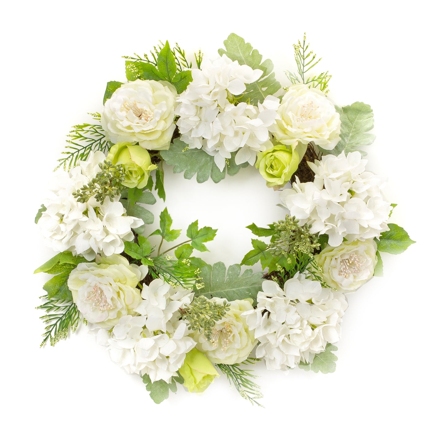 White Peony Hydrangea Wreath